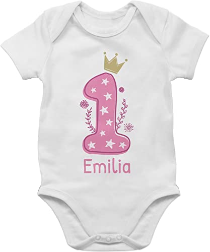 Baby Body Junge Mädchen - 1. Geburtstag - Ich bin EINS - 18/24 Monate - Weiß - outfit 1 jahr zum personalisierte geschenke mein erster romper birthday geb personalisierter ersten bekleidung name von Geschenk mit Namen personalisiert by Shirtracer