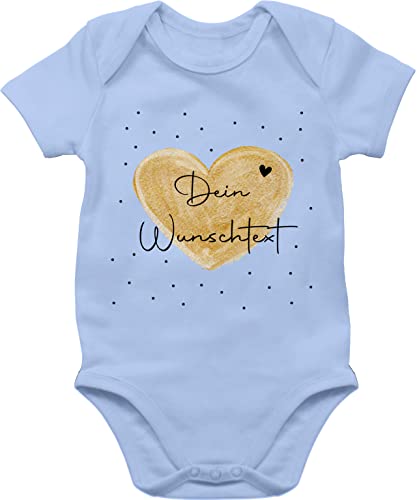 Baby Body Junge Mädchen - Aufdruck selbst gestalten - Dein Wunschtext - 1/3 Monate - Babyblau - strampler individualisieren 4 zeilen paar bodys muttertagsgeschenk babybody von Geschenk mit Namen personalisiert by Shirtracer