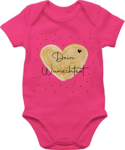 Baby Body Junge Mädchen - Aufdruck selbst gestalten - Dein Wunschtext - 1/3 Monate - Fuchsia - beste freundin strampler text beschriften boyfriend babybodys geschenke babyparty personalisierter von Geschenk mit Namen personalisiert by Shirtracer