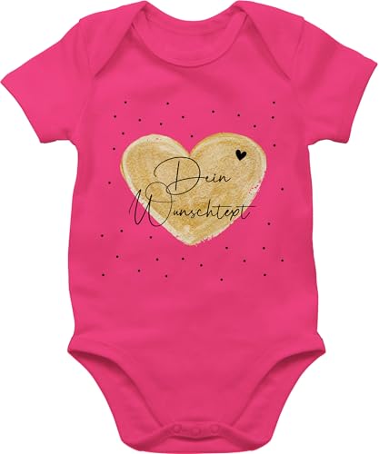 Baby Body Junge Mädchen - Aufdruck selbst gestalten - Dein Wunschtext I Geschenk personalisiert Weihnachten I Vatertag I Muttertag I Geburtstag - 1/3 Monate - Fuchsia - babyparty strampler von Geschenk mit Namen personalisiert by Shirtracer