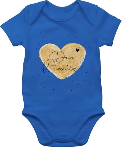 Baby Body Junge Mädchen - Aufdruck selbst gestalten - Dein Wunschtext I Geschenk personalisiert Weihnachten I Vatertag I Muttertag I Geburtstag - 1/3 Monate - Royalblau - babyparty strampler von Geschenk mit Namen personalisiert by Shirtracer