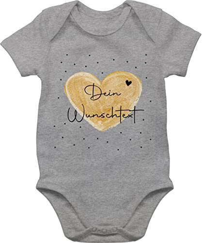 Baby Body Junge Mädchen - Aufdruck selbst gestalten - Dein Wunschtext - 3/6 Monate - Grau meliert - eigenem text herzensmensch kurzarm strampler babysachen personalisierter+body+baby von Geschenk mit Namen personalisiert by Shirtracer