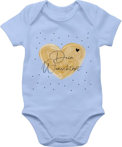 Baby Body Junge Mädchen - Aufdruck selbst gestalten - Dein Wunschtext I Geschenk personalisiert Weihnachten I Vatertag I Muttertag I Geburtstag - 6/12 Monate - Babyblau - babyparty strampler von Geschenk mit Namen personalisiert by Shirtracer