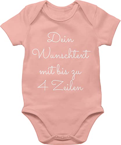 Baby Body Junge Mädchen - Aufdruck selbst gestalten - Wunschtext - 1/3 Monate - Babyrosa - eigener text selber babystrampler strampler bedruck name schreiben babykleidung personalisierter von Geschenk mit Namen personalisiert by Shirtracer