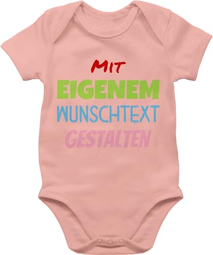 Baby Body Junge Mädchen - Aufdruck selbst gestalten - Wunschtext - 1/3 Monate - Babyrosa - für strampler beschriften text kurzarm name eigenem schriftzug clothes personalisierter+body+baby drucken von Geschenk mit Namen personalisiert by Shirtracer