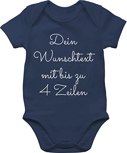 Baby Body Junge Mädchen - Aufdruck selbst gestalten - Wunschtext - 1/3 Monate - Navy Blau - und name selber babysachen jungen strampler geburt bedrucken schreiben text babybody individuell von Geschenk mit Namen personalisiert by Shirtracer