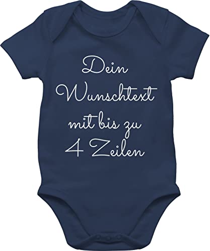 Baby Body Junge Mädchen - Aufdruck selbst gestalten - Wunschtext I Geschenk personalisiert - 1/3 Monate - Navy Blau - individueller selber bedruckte bodys personalisierte bedrucken strampler von Geschenk mit Namen personalisiert by Shirtracer