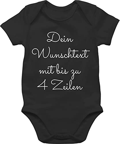 Baby Body Junge Mädchen - Aufdruck selbst gestalten - Wunschtext I Geschenk personalisiert - 1/3 Monate - Schwarz - individueller selber bedruckte bodys personalisierte bedrucken strampler von Geschenk mit Namen personalisiert by Shirtracer