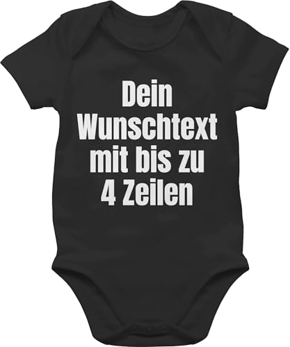 Baby Body Junge Mädchen - Aufdruck selbst gestalten - Wunschtext I Eigener Text I Custom Text - 3/6 Monate - Schwarz - selber bedruckte bodys personalisierte datum strampler von Geschenk mit Namen personalisiert by Shirtracer