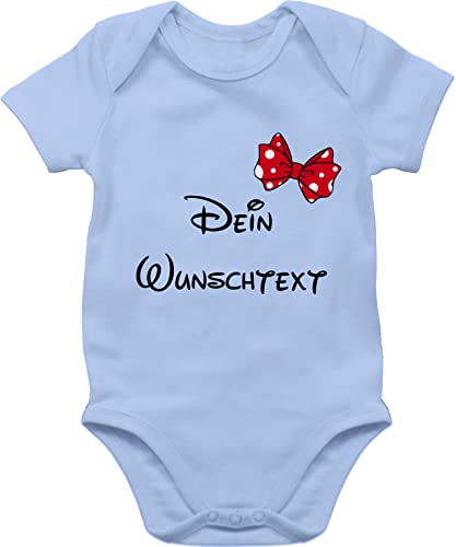 Baby Body Junge Mädchen - Aufdruck selbst gestalten - Wunschtext Schleife - 6/12 Monate - Babyblau - selber drucken kurzarm individuelle beschriftung eigener druck babysachen babybody kreieren von Geschenk mit Namen personalisiert by Shirtracer