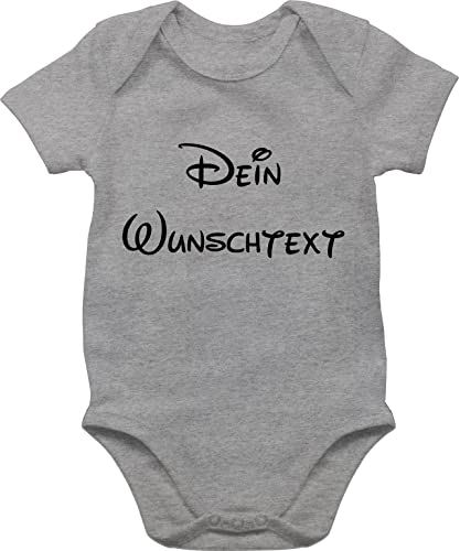 Baby Body Junge Mädchen - Aufdruck selbst gestalten - Wunschtext - 3/6 Monate - Grau meliert - eigenem text strampler neugeborene babyparty babybody+mit+aufdruck selber beschriften baby-body von Geschenk mit Namen personalisiert by Shirtracer