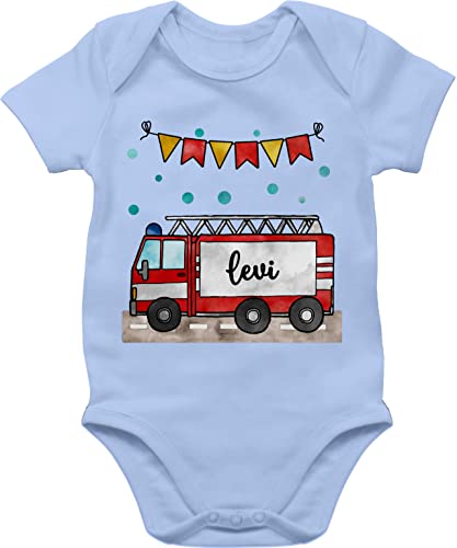 Baby Body Junge Mädchen - Feuerwehr - Feuerwehrauto - Geschenk - 3/6 Monate - Babyblau - geschenke babykleidung und strampler name für personalisiertes jungen neugeborenen neugeborene kind bodys von Geschenk mit Namen personalisiert by Shirtracer