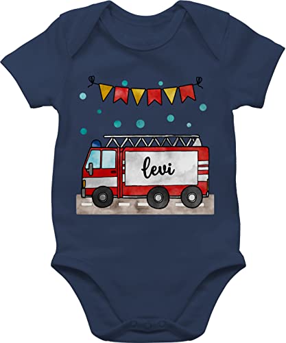 Baby Body Junge Mädchen - Feuerwehr - Feuerwehrauto - Geschenk - 6/12 Monate - Navy Blau - kleidung und kind strampler babykleidung personalisierte geschenke babysachen freiwillige von Geschenk mit Namen personalisiert by Shirtracer