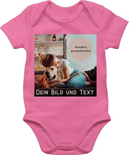 Baby Body Junge Mädchen - eigenem - Foto Bild Geschenk - 12/18 Monate - Pink - bedrucken selber machen own photo and text selbst drauf drucken eigenes name und bilder bildern auf eigen einem von Geschenk mit Namen personalisiert by Shirtracer