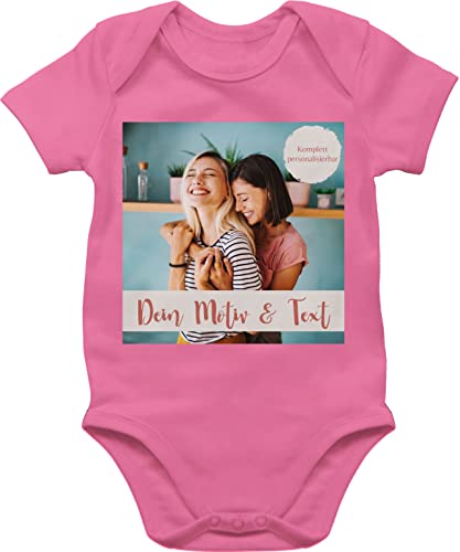 Baby Body Junge Mädchen - eigenem - Foto Bild - 12/18 Monate - Pink - bedrucken und schrift text lassen aufdruck name individuellem gestalten selbst druck personalisierter selbstgestalten von Geschenk mit Namen personalisiert by Shirtracer