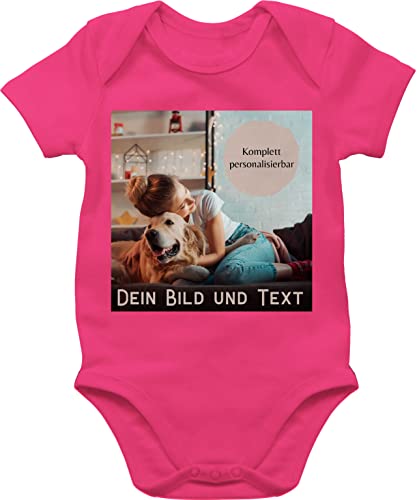 Baby Body Junge Mädchen - eigenem - Foto Bild Geschenk - 12/18 Monate - Fuchsia - zum selber machen bodies für babys babysachen bilder drucker lassen babystrampler jungen name von Geschenk mit Namen personalisiert by Shirtracer