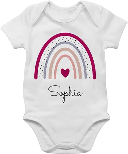 Baby Body Junge Mädchen - Regenbogen Regenbögen - 3/6 Monate - Weiß - personalisierter personalisierte rainbow für name jungen von Geschenk mit Namen personalisiert by Shirtracer