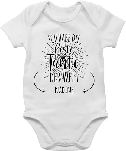 Baby Body Junge Mädchen - Ich habe die beste Tante der Welt - Tante ist die Beste - Für die beste Tante Geschenk - Auntie - 1/3 Monate - Weiß - babystrampler tante+baby-kleidung strampler von Geschenk mit Namen personalisiert by Shirtracer