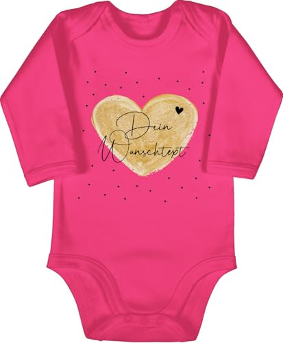 Baby Body langarm Mädchen Junge - Aufdruck selbst gestalten - Dein Wunschtext I Geschenk personalisiert Weihnachten I Vatertag I Muttertag I Geburtstag - 6/12 Monate - Fuchsia - vatertagsbody von Geschenk mit Namen personalisiert by Shirtracer