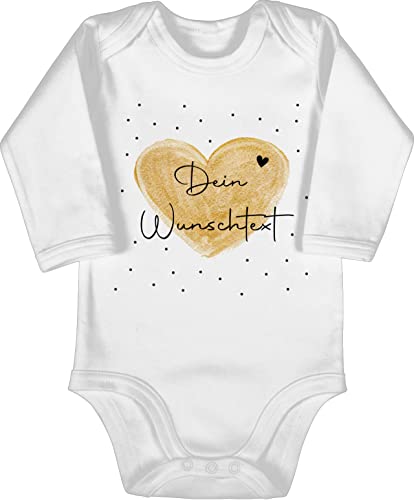 Baby Body langarm Mädchen Junge - Aufdruck selbst gestalten - Dein Wunschtext - 6/12 Monate - Weiß - sachen für neffen süße strampler name freundin babybodys süß personalisierte babygeschenk von Geschenk mit Namen personalisiert by Shirtracer