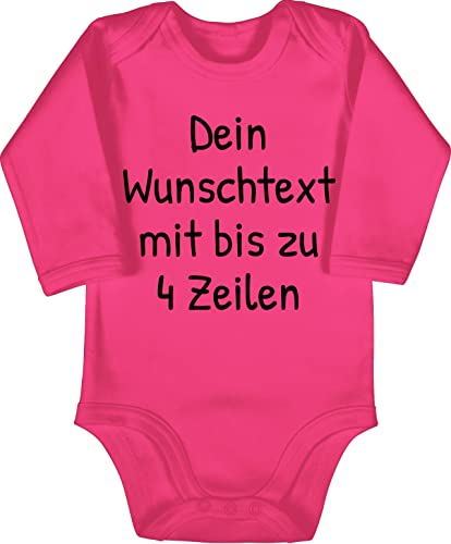 Baby Body langarm Mädchen Junge - Aufdruck selbst gestalten - Wunschdruck Text Namen - 6/12 Monate - Fuchsia - personalisierte babybody wunschtext süße strampler personalisierter selber bedrucken von Geschenk mit Namen personalisiert by Shirtracer