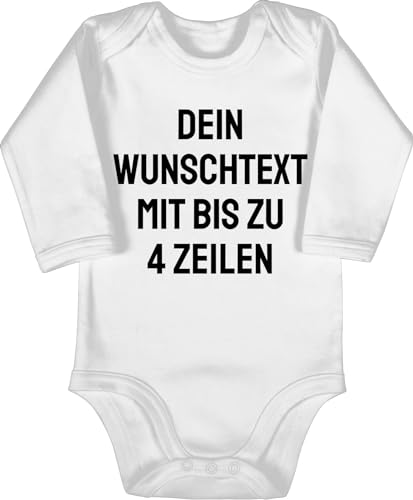 Baby Body langarm Mädchen Junge - Aufdruck selbst gestalten - Wunschtext I Eigener Text I Personalisierter Text I Custom Text - 6/12 Monate - Weiß - babysachen babygeschenke neffe personalisierte von Geschenk mit Namen personalisiert by Shirtracer