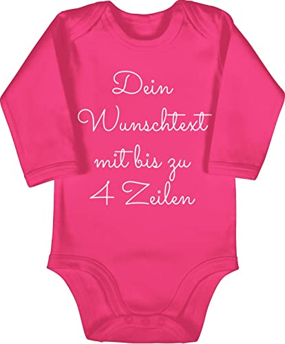 Baby Body langarm Mädchen Junge - Aufdruck selbst gestalten - Wunschtext - 6/12 Monate - Fuchsia - babystrampler babybody strampler süß personalisierter selber babybodys geburt baby-geschenke von Geschenk mit Namen personalisiert by Shirtracer