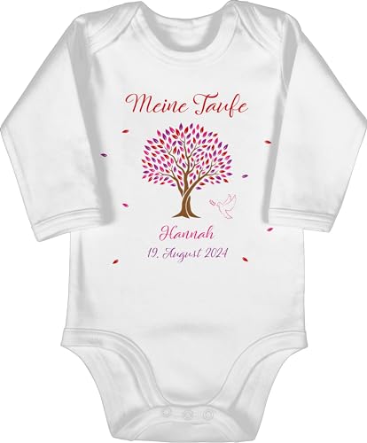 Baby Body langarm Junge - Meine Taufe - Taufgeschenk Mädchen Taufgeschenke Patenkind - 6/12 Monate - Weiß - zur drauf konfirmation kommunion patenkind+geschenk name individualisiert von Geschenk mit Namen personalisiert by Shirtracer