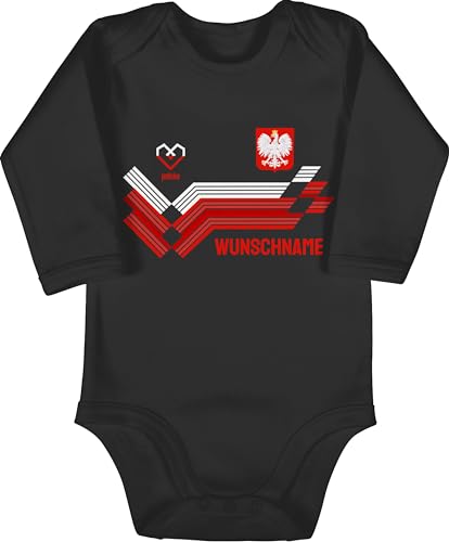 Baby Body langarm Mädchen Junge - 2024 Fussball EM Fanartikel - Personalisierbares Polen Motiv Trikot | Individuelles Polska Design mit Wappen und Landesfarben | Mit eigenem Namen | Poland - 3/6 von Geschenk mit Namen personalisiert by Shirtracer