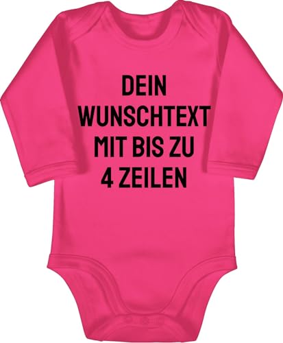 Baby Body langarm Mädchen Junge - Aufdruck selbst gestalten - Wunschtext I Eigener Text I Personalisierter Text I Custom Text - 6/12 Monate - Fuchsia - babysachen babygeschenke neffe von Geschenk mit Namen personalisiert by Shirtracer