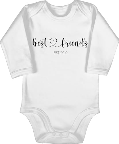 Baby Body langarm Mädchen Junge - Freund - Best Friends est Jahreszahl I Beste Freunde Geschenk BFF I Freundschaft Geschenk Best Friend Geschenke Beste Freundin - 3/6 Monate - Weiß - gute besties von Geschenk mit Namen personalisiert by Shirtracer