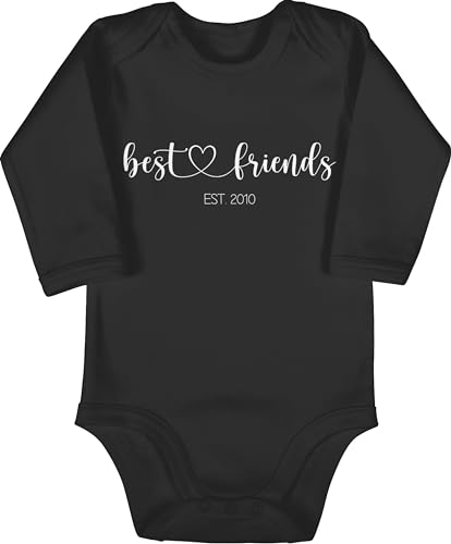 Baby Body langarm Mädchen Junge - Freund - Best Friends est Jahreszahl I Beste Freunde I BFF I Freundschaft I Best Friend Geschenk I Beste Freundin - 6/12 Monate - Schwarz - gute strampler von Geschenk mit Namen personalisiert by Shirtracer