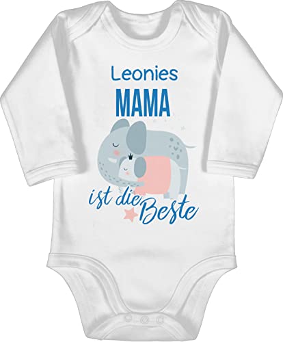 Baby Body langarm Mädchen Junge - Geschenk Mama ist die Beste - Beste Mutti der Welt Geschenkideen Muttertag - 3/6 Monate - Weiß - mom von name mamas mommy mutter mütter mum für geschenke zum von Geschenk mit Namen personalisiert by Shirtracer