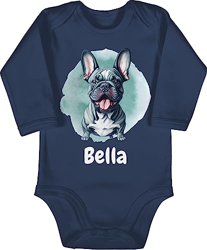 Baby Body langarm Mädchen Junge - Hunde - Französische Bulldogge - Hundebesitzern Geschenk - 3/6 Monate - Navy Blau - personalisierte hund hunde. hundemotive dog hundespruch hundebesitzer und von Geschenk mit Namen personalisiert by Shirtracer