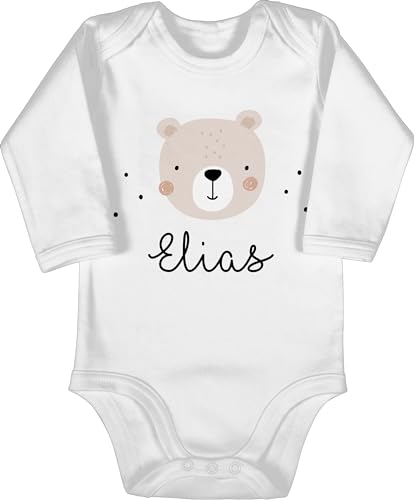 Baby Body langarm Mädchen Junge - Süßer Heller Bär Bärenmotiv Bären Bear - 3/6 Monate - Weiß - teddy bärchen teddybär personalisierte geschenke kind und name von Geschenk mit Namen personalisiert by Shirtracer
