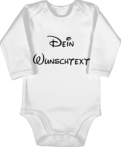 Baby Body langarm Mädchen Junge - Aufdruck selbst gestalten - Wunschtext I Geschenk mit eigenem Text personalisiert - 6/12 Monate - Weiß - babygeschenk personalisierte babysachen 4 zeilen name von Geschenk mit Namen personalisiert by Shirtracer