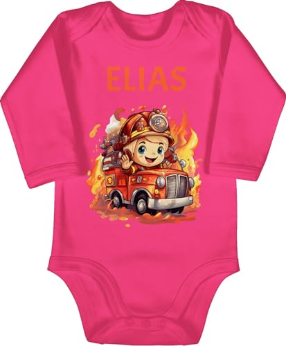 Baby Body langarm Mädchen - Feuerwehr Junge Feuerwehr Kinder - 12/18 Monate - Fuchsia - feuerwehrauto feuerwehrfrau geschenke und name personalisierte neugeborenen für kind freiwillige von Geschenk mit Namen personalisiert by Shirtracer