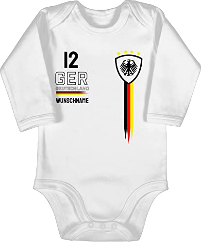 Baby Body langarm Mädchen Junge - 2024 Fussball EM Fanartikel - Deutschland WM Trikot Farben - 12/18 Monate - Weiß - germany strampler fußball name babybody europa-meisterschaft europa kinder 24 von Geschenk mit Namen personalisiert by Shirtracer