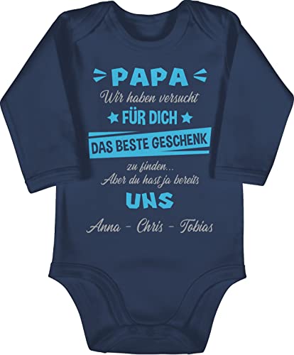 Baby Body langarm Mädchen Junge - zum Vatertag - Papa wir haben versucht das perfekte Geschenk zu finden - 6/12 Monate - Navy Blau - geschenke für vater strampler geschenke+fuer+papa name von von Geschenk mit Namen personalisiert by Shirtracer