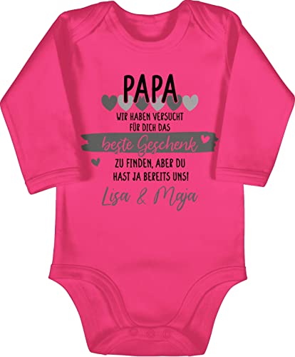 Baby Body langarm Mädchen Junge - zum - Papa wir haben versucht für Dich das tollste Geschenk zu finden I Papa Geschenk Vatertag - 12/18 Monate - Fuchsia - personalisierter vatertagsbody vater von Geschenk mit Namen personalisiert by Shirtracer