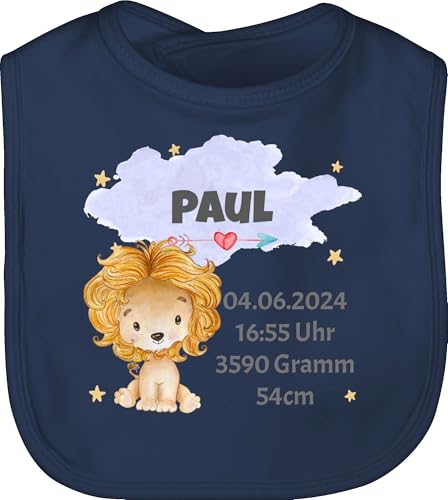 Baby Lätzchen - Zur Geburt - Löwe Geburtsdaten - Junge Datum Gewicht Uhrzeit Größe - Unisize - Navy Blau - geburtsgeschenk latz neugeboren baumwolle neugeborene geschenke Baby Lätzchen - Zur Geburt - Löwe Geburtsdaten - Junge Datum Gewicht Uhrzeit Größe - Unisize - Navy Blau - geburtsgeschenk latz neugeboren baumwolle neugeborene geschenke von Geschenk mit Namen personalisiert by Shirtracer
