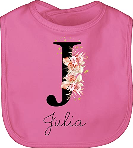 Baby Lätzchen - Mädchen Bekleidung kreativ Name und Anfangsbuchstabe - Buchstabe - Unisize - Pink - personalisiertes baby-geschenk buchstaben j latz personalisiertes+baby+lätzchen initialen von Geschenk mit Namen personalisiert by Shirtracer