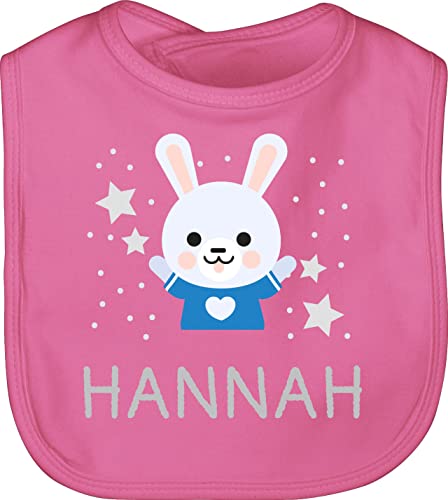 Baby Lätzchen - Hasen - Hase und Dein Name - Unisize - Pink - babylätzen osterhase kinder frottee bunny mädchen latz häschen kindergarten langohr hasenliebhaber hasenmotiv ostern von Geschenk mit Namen personalisiert by Shirtracer