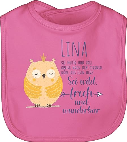 Baby Lätzchen - Eule Eulen Owl Geschenk zur Taufe Geburt Kommunion Konfirmation Jugendweihe - Unisize - Pink - owls und personalisierte name von Geschenk mit Namen personalisiert by Shirtracer