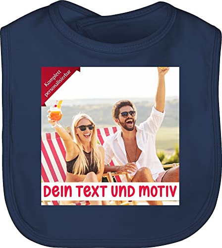 Baby Lätzchen - eigenem Bild - Eigenes Foto Geschenk I - Unisize - Navy Blau - weiss zum bedrucken schlabberlätzchen selbst drucken photo latz wunschname selber gestalten own babylätze von Geschenk mit Namen personalisiert by Shirtracer