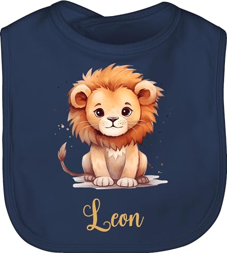 Baby Lätzchen - Löwen - Zootiere - Löwe König der Tiere Leu - Unisize - Navy Blau - personalisierte geschenke löwenmotiv leon latz personalisiertes tier personaliesirtes lion junge leo von Geschenk mit Namen personalisiert by Shirtracer