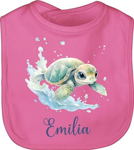 Baby Lätzchen - Zootiere - Schildkröte Panzertier - Unisize - Pink - schildkröten und turtles personalierten schildkrötenmotiv turtle name personalisierte geschenke thema von Geschenk mit Namen personalisiert by Shirtracer