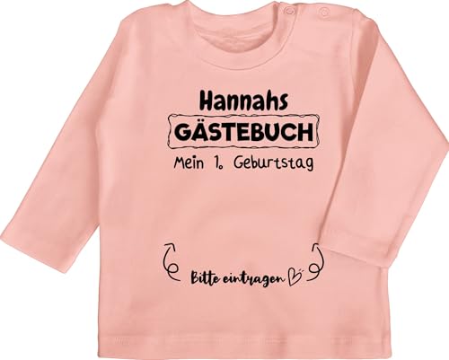 Baby Langarmshirt - 1. Geburtstag - Mein Gästebuch Erster Ersten - 6/12 Monate - Babyrosa - Geschenke für einjährige mädchen geburtstagsshirt Langarm 1 Jahr 1.Geburtstag 1geburtstag Shirt Junge von Geschenk mit Namen personalisiert by Shirtracer