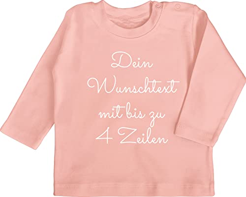 Baby Langarmshirt - Aufdruck selbst gestalten - Wunschtext I Geschenk personalisiert - 3/6 Monate - Babyrosa - personalisierte Bedrucken Tshirt 4 zeilen beschriften Shirt personalisierter von Geschenk mit Namen personalisiert by Shirtracer