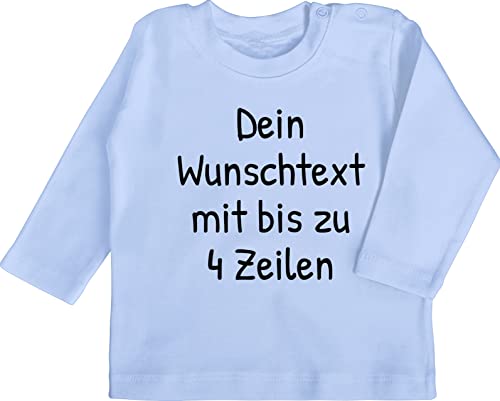 Baby Langarmshirt - Aufdruck selbst gestalten - Wunschdruck Text Namen - 6/12 Monate - Babyblau - selber Bedrucken t Shirts Dein wunschtext Tshirt beschriften Lassen Shirt drucken Langarm von Geschenk mit Namen personalisiert by Shirtracer